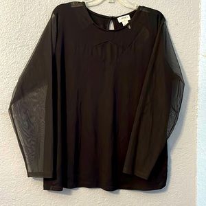 NWOT Carmen Marc Valvo  Mesh Long sleeve top